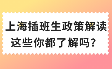 上海插班生政策解读，这些你都了解吗？