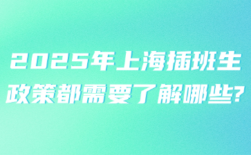 2025年上海插班生政策都需要了解哪些?